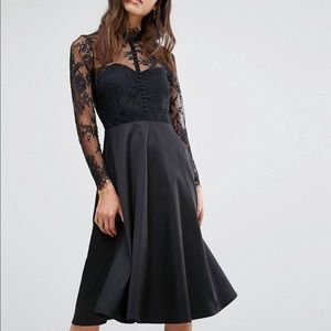 ASOS Black lace midi dress